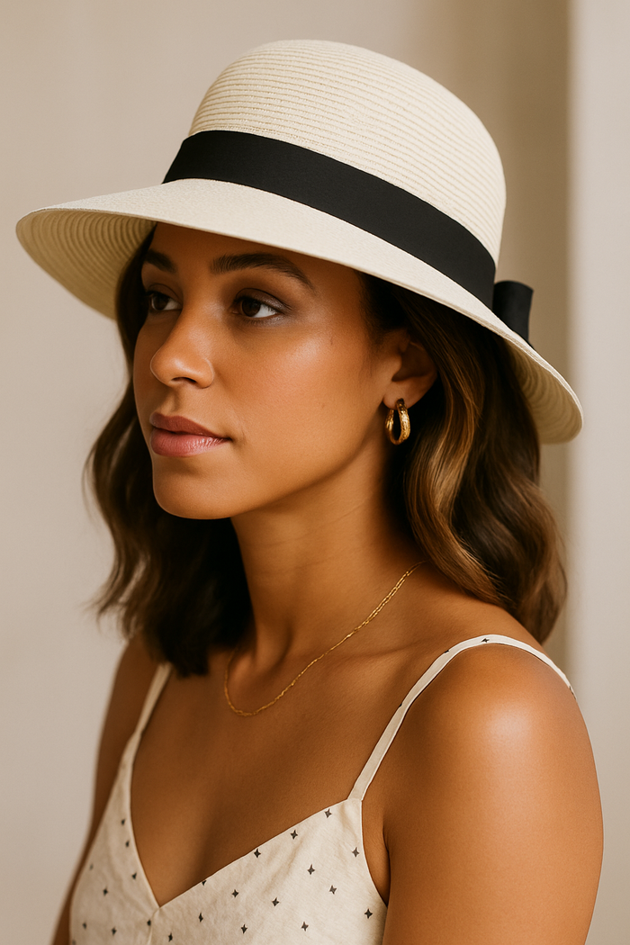 Season of Style-Straw Hat With Ribbon