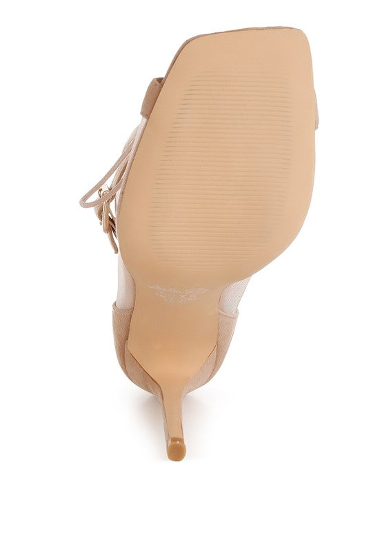 Lace Me Up-  Mesh  Stiletto Boots