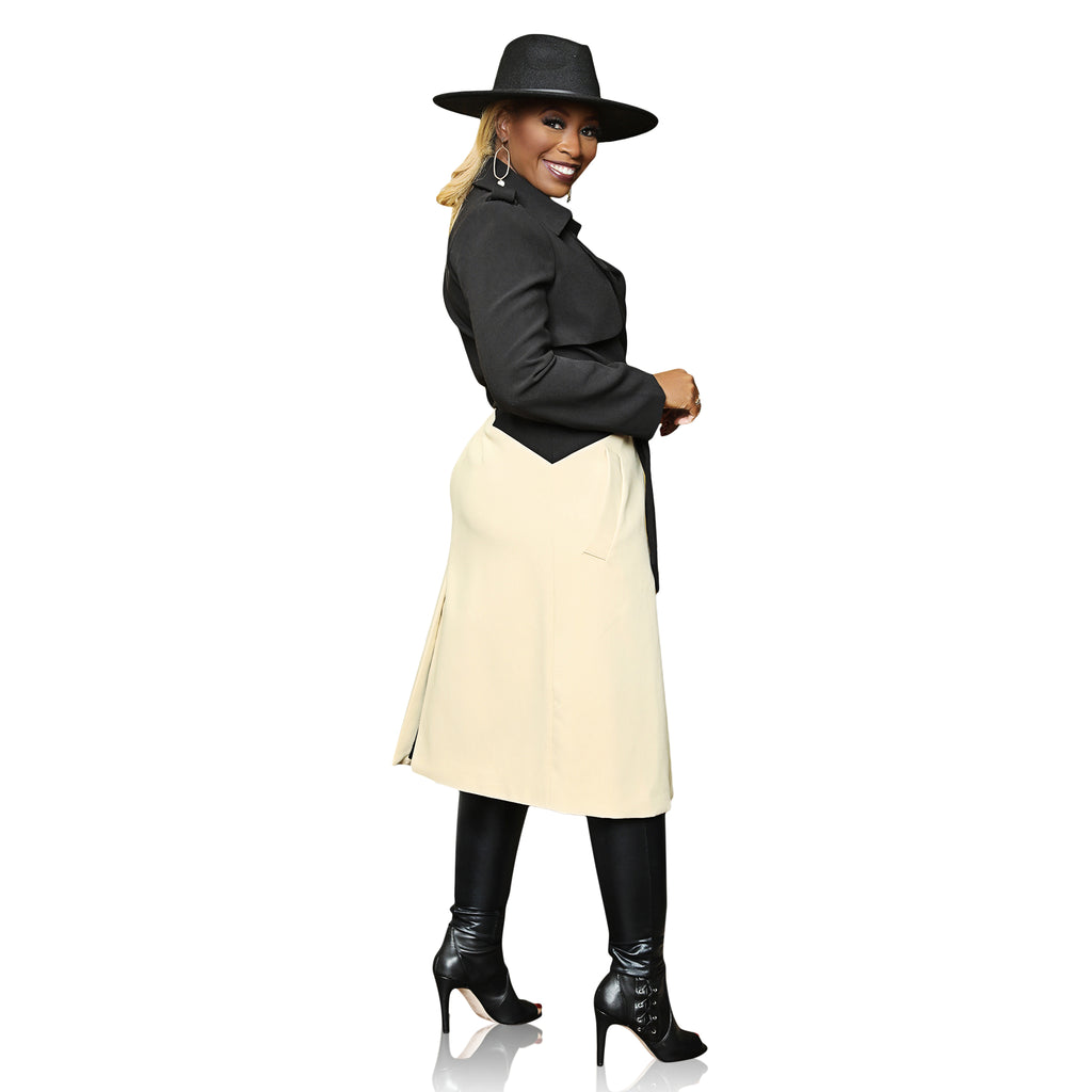 Don't Be Shady - Black and Tan Color Block Coat