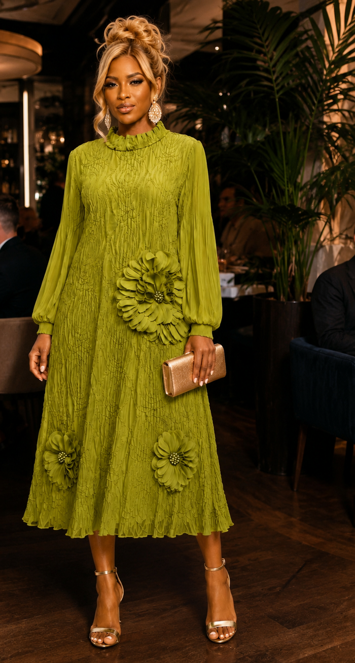 Lady Luxe- Lightweight Olive Fashion Dress