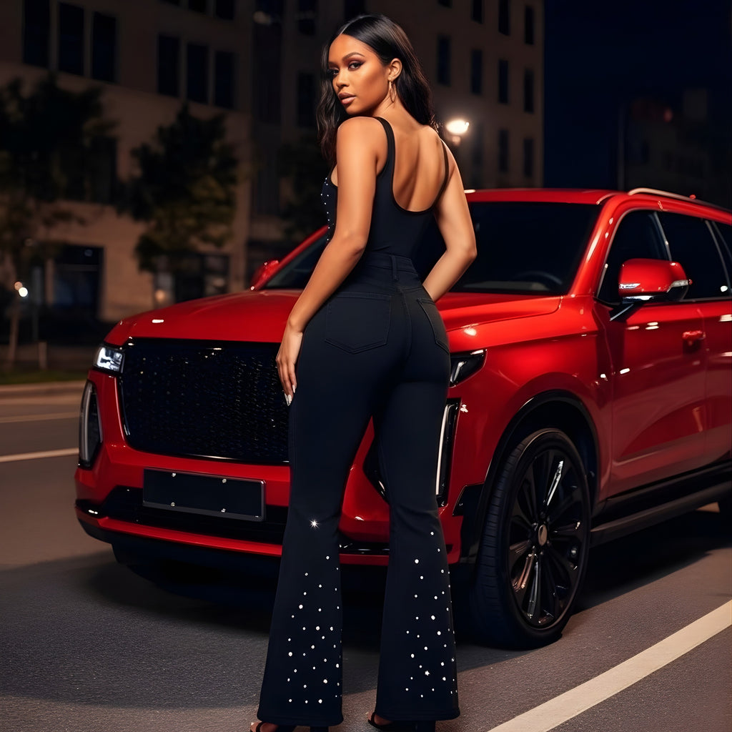 Starlite- Black Denim  Bell Bottom Jeans