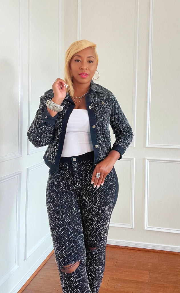 Bling is Better- Bling Covered Denim Jacket