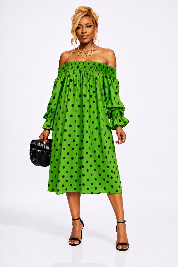 Brunch Ready- Off the Shoulder Fashion Dress