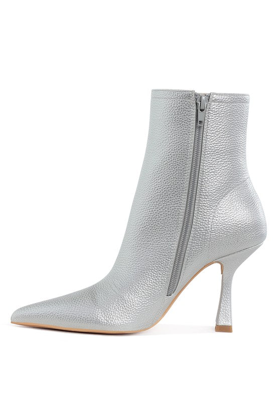 Tap In- Metallic Pointed Toe Ankle Bootie