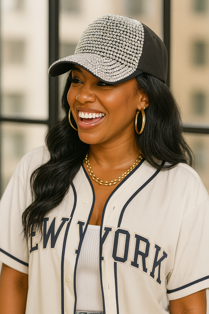 She Shines-Rhinestone  Studded Fashion Cap