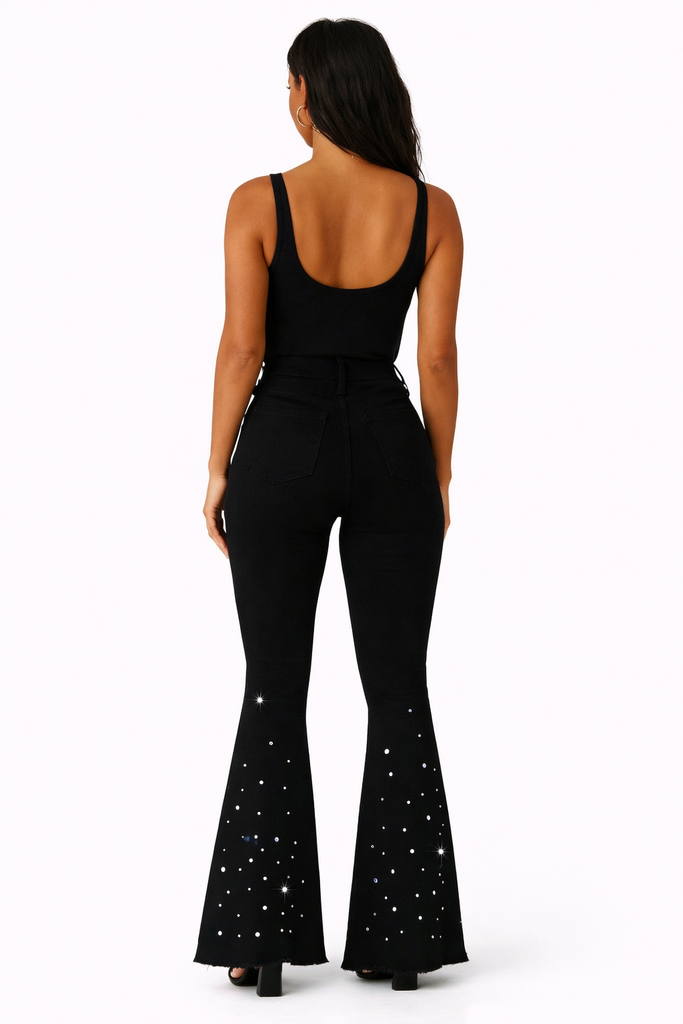 Starlite- Black Denim  Bell Bottom Jeans