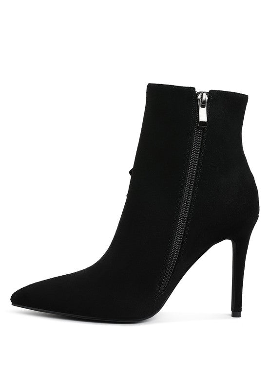 Glamour Walk- Ankle Bootie with Bling Petal Side Accent