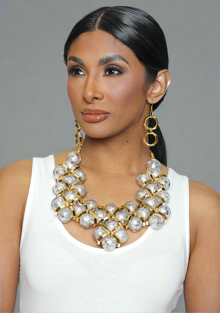 Stop And Stare Silver and Gold Necklace Set