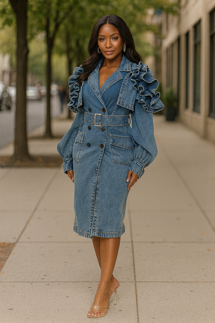 Stay Ready- Denim Trench Coat