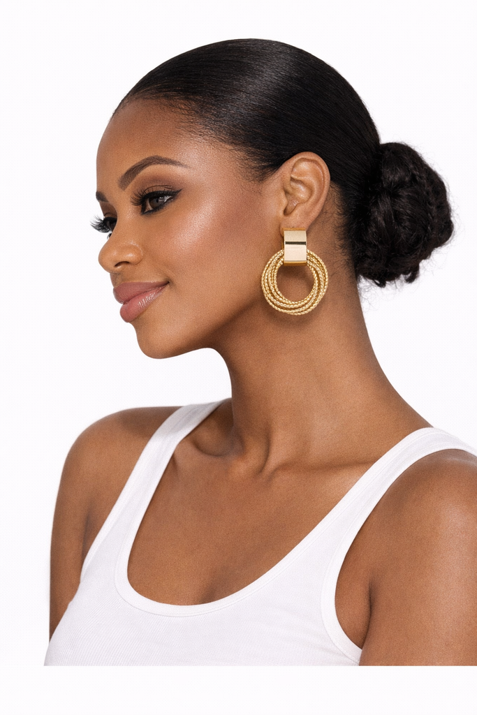 Abundant Flow- Twist Ring Fashion Earrings