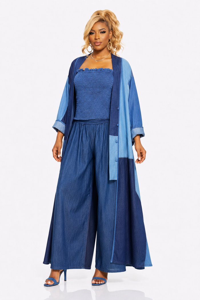 All Business- Denim Pant Set