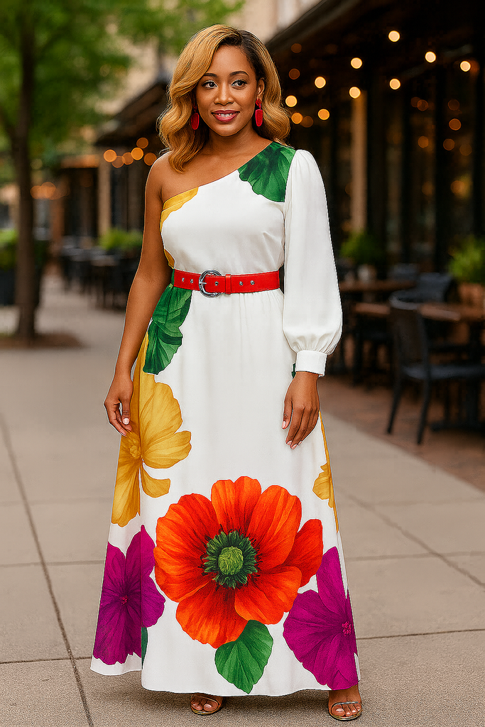 Festive Flow- Floral Fashion Maxi Dress