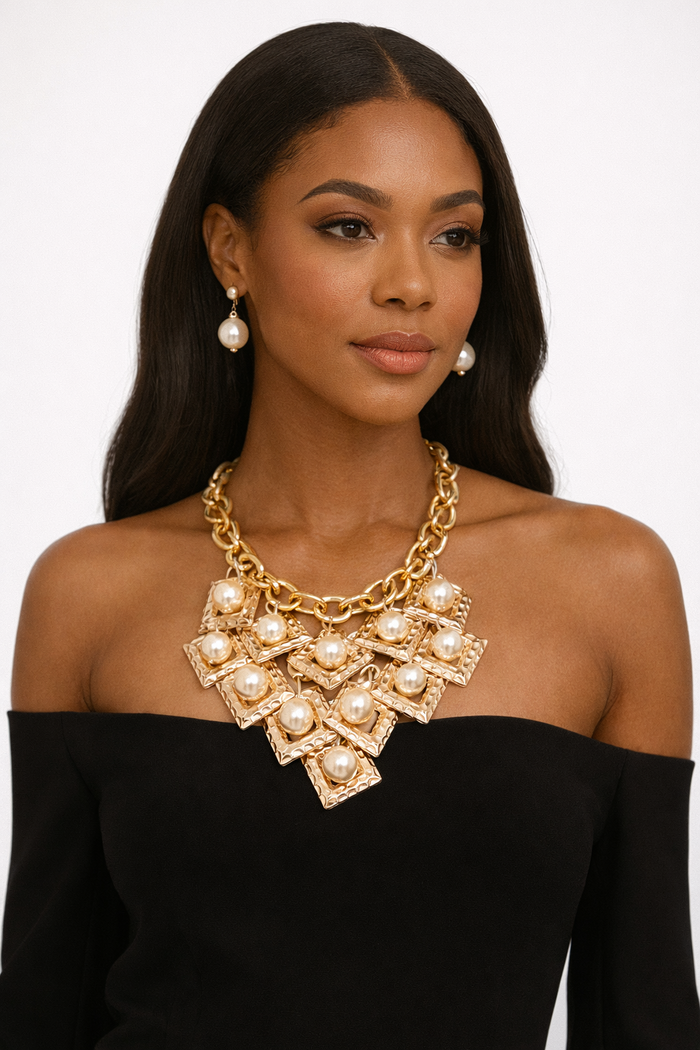 All Glam- Pearl Necklace Set