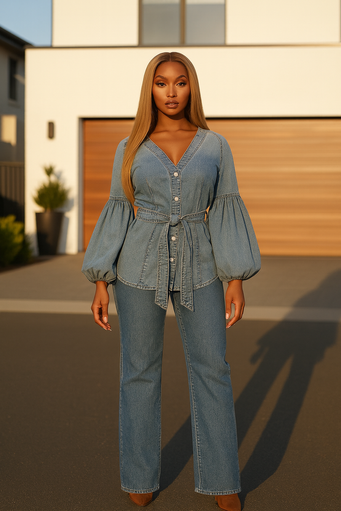 Denim Muse- Puff Sleeve Denim Top
