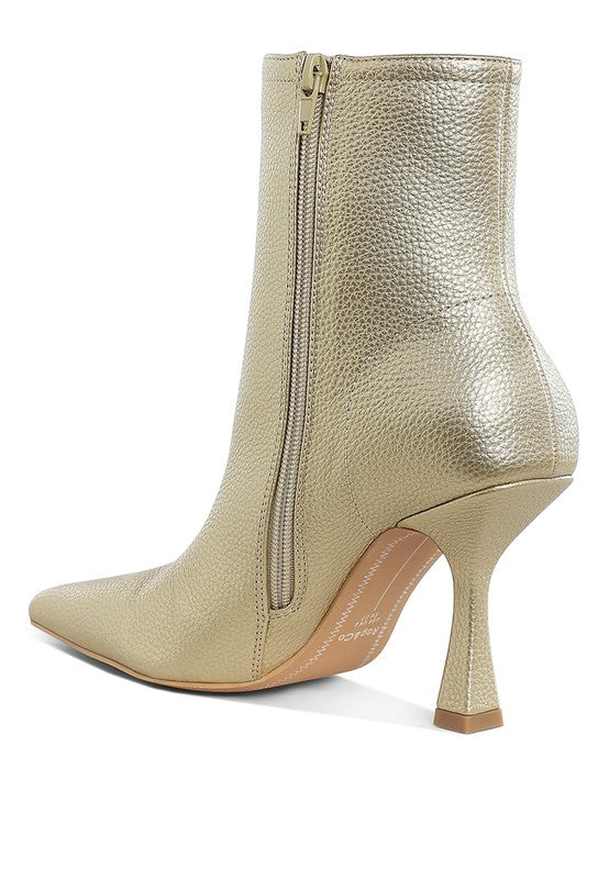 Tap In- Metallic Pointed Toe Ankle Bootie