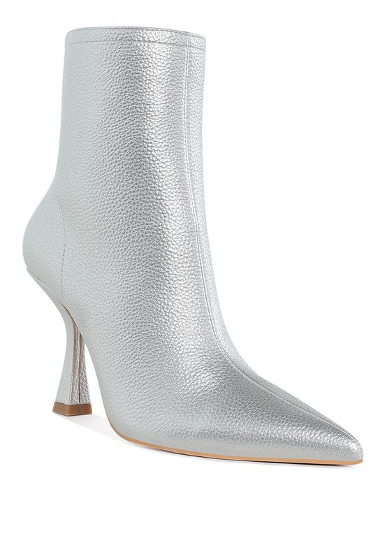 Tap In- Metallic Pointed Toe Ankle Bootie