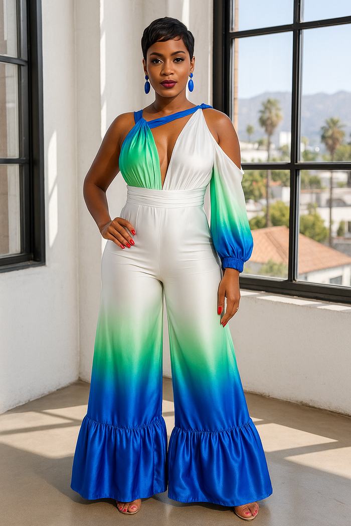 Luxe Ombre Delight: Allure Satin Jumpsuit
