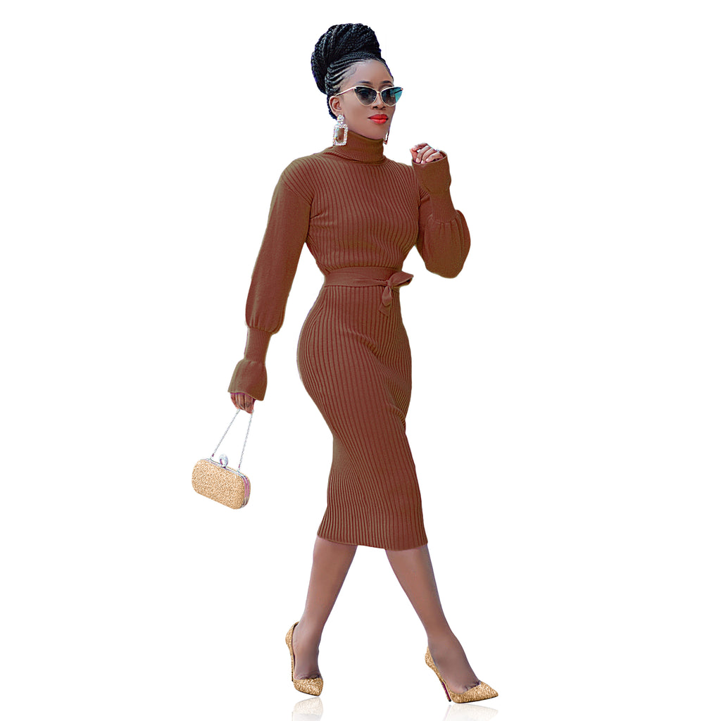 Don't Sweat It - Chocolate Brown Sweater Dress