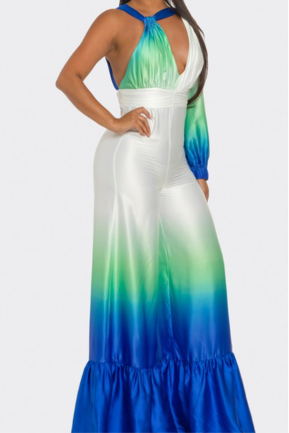 Luxe Ombre Delight: Allure Satin Jumpsuit