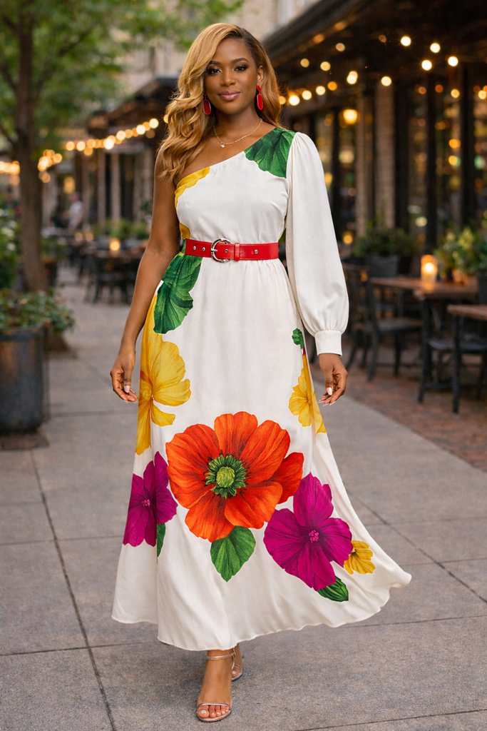 accessories for floral maxi dress Natalia Blue Floral Printed Strapless Maxi Dress - XL Size - Women's Dresses