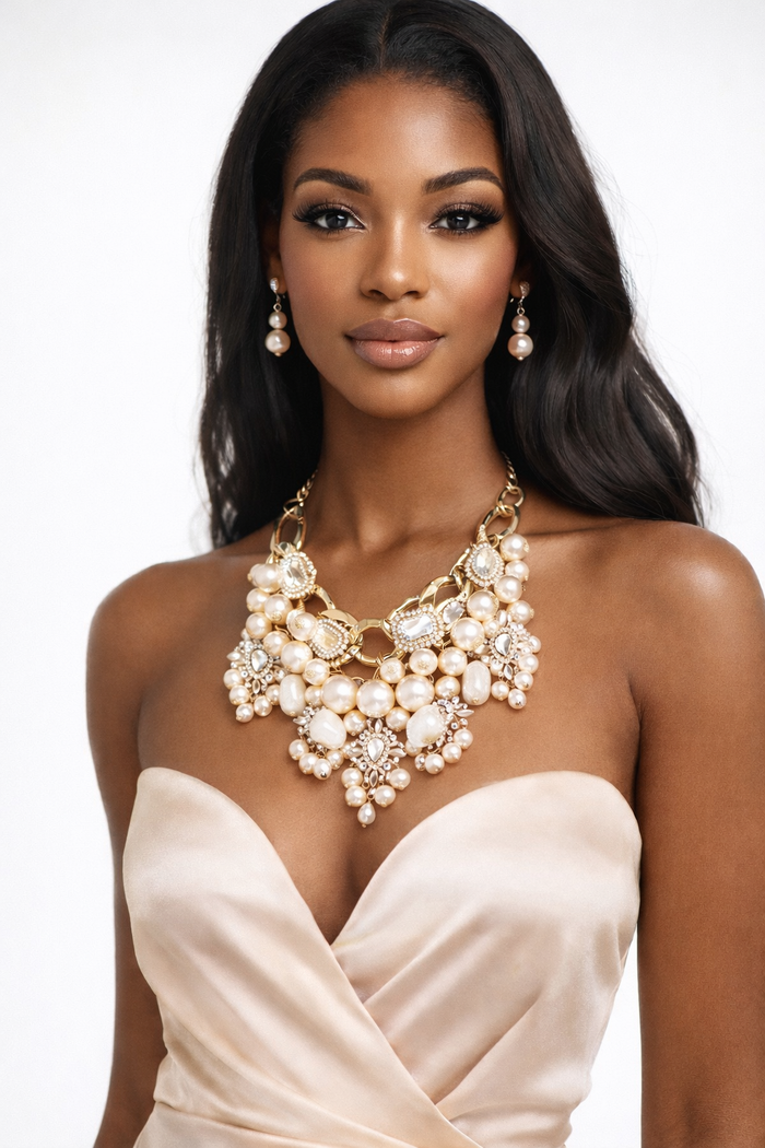 Diva Design- Pearls Statement Oversize Necklace Set
