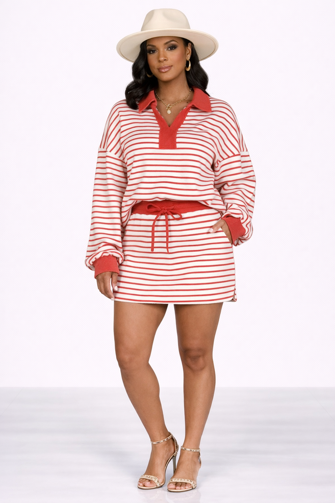 On The Go- Stripe  Skort Set