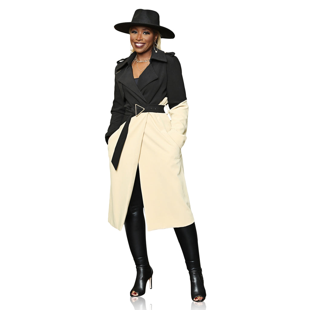 Don't Be Shady - Black and Tan Color Block Coat