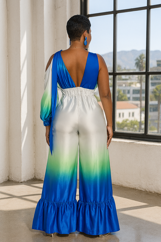 Luxe Ombre Delight: Allure Satin Jumpsuit