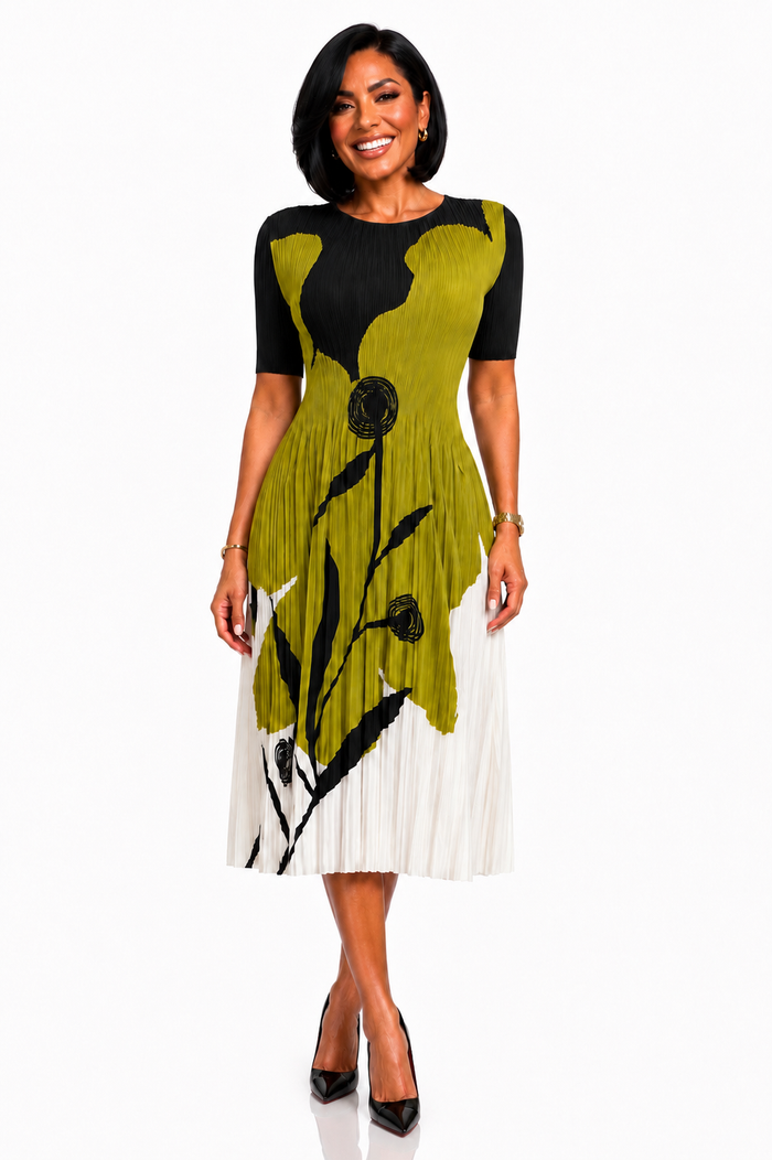 The Art of Style- Pleated Midi Dress