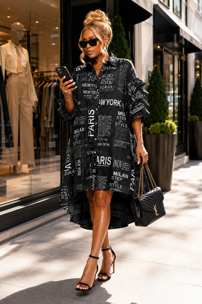 So Extra- Newspaper Print Dress