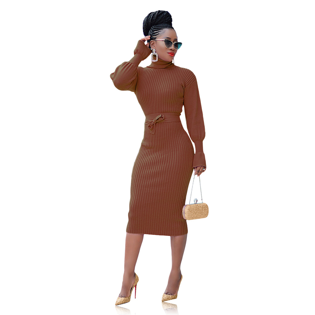 Don't Sweat It - Chocolate Brown Sweater Dress