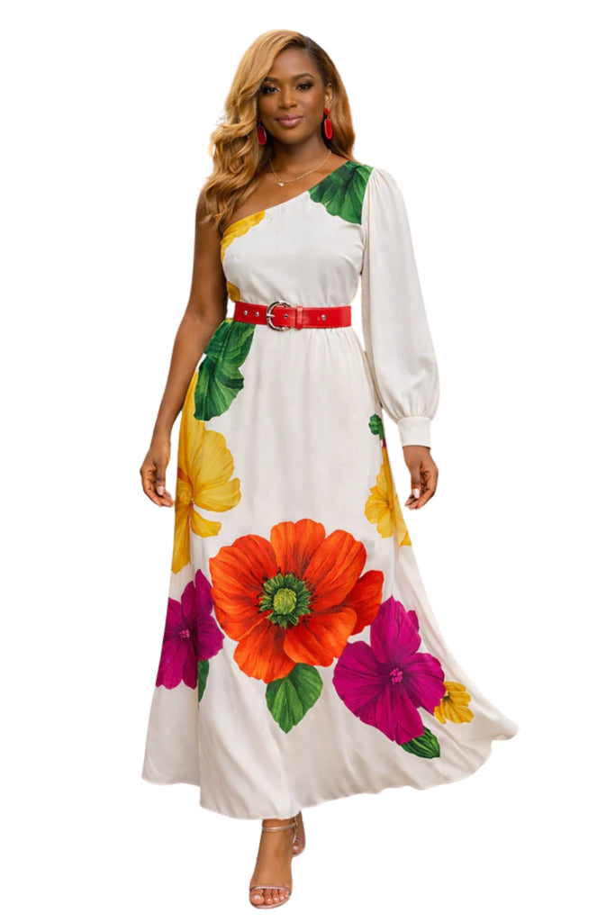 Festive Flow- Floral Fashion Maxi Dress