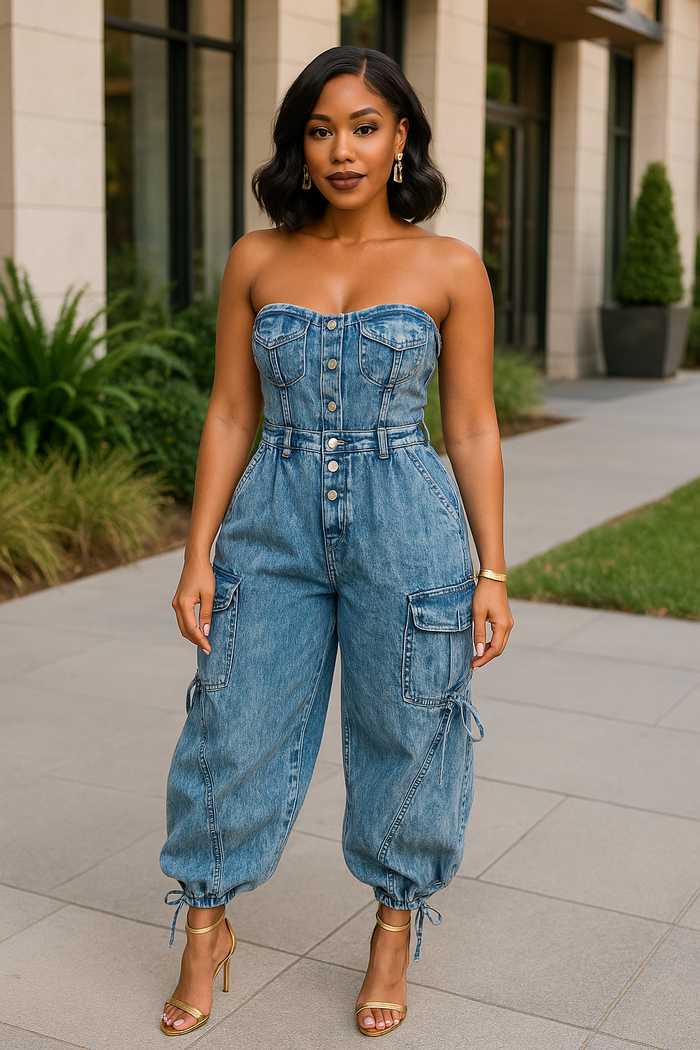 Spotlight - Strapless Denim Jumpsuit