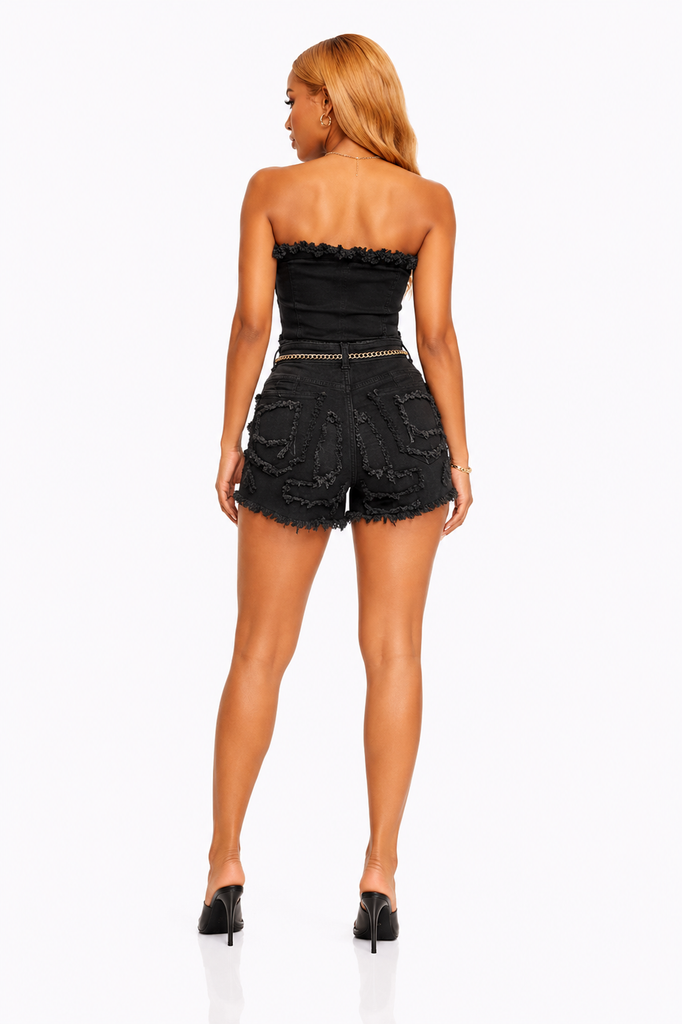 Summer Days- Distressed Denim Short Set