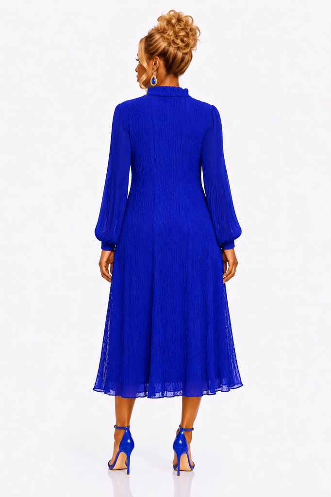 Ms.Lady- Blue Fashion Dress with Flower Details