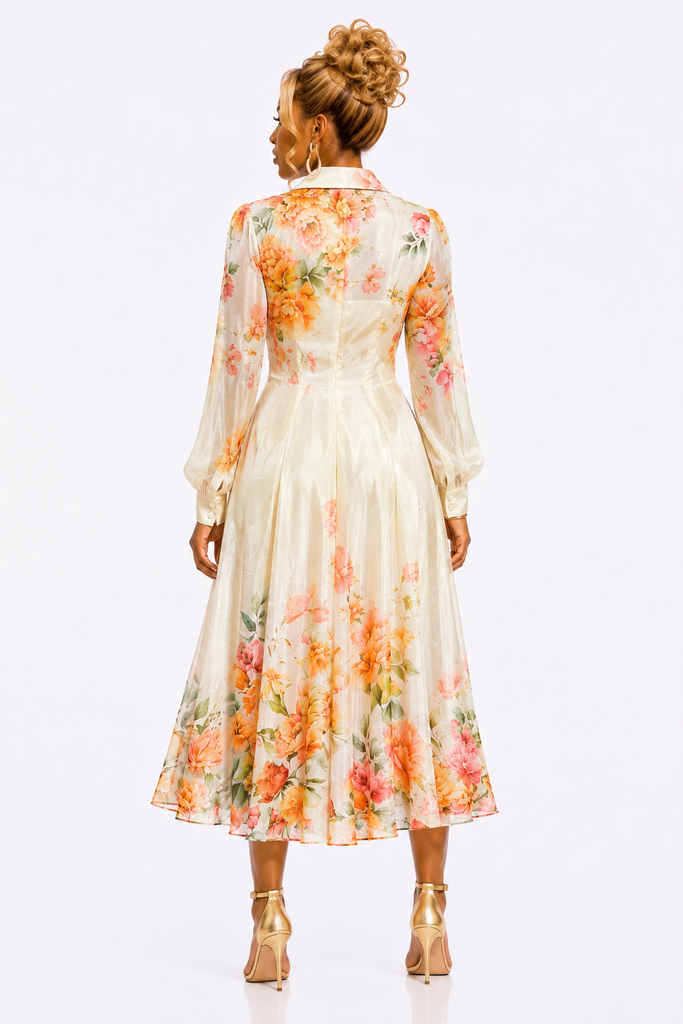 Garden Party- Cream Floral Fashion Dress