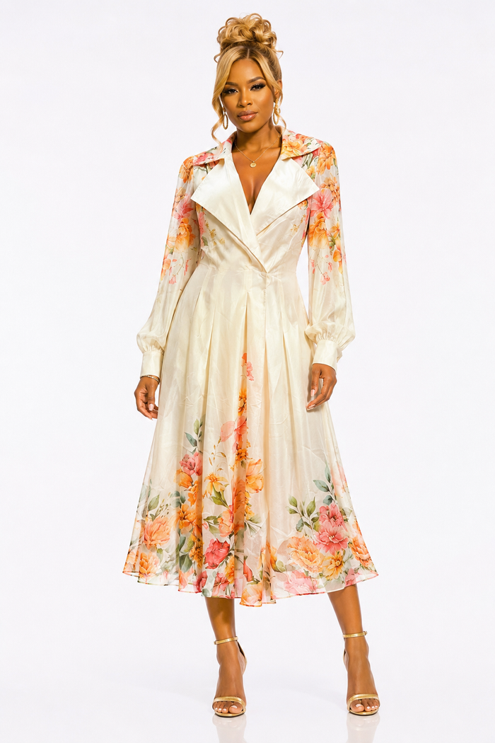 Garden Party- Cream Floral Fashion Dress