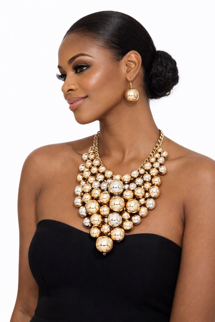Mix Beads Statement Necklace Set