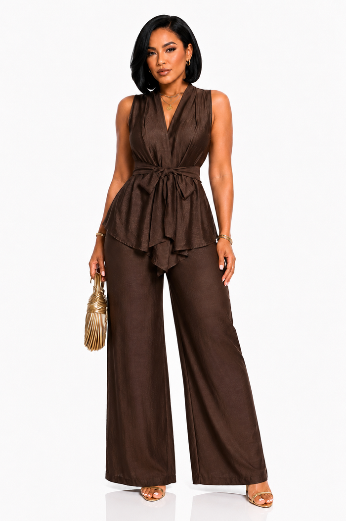 Jazzed Style- Dark brown pant set