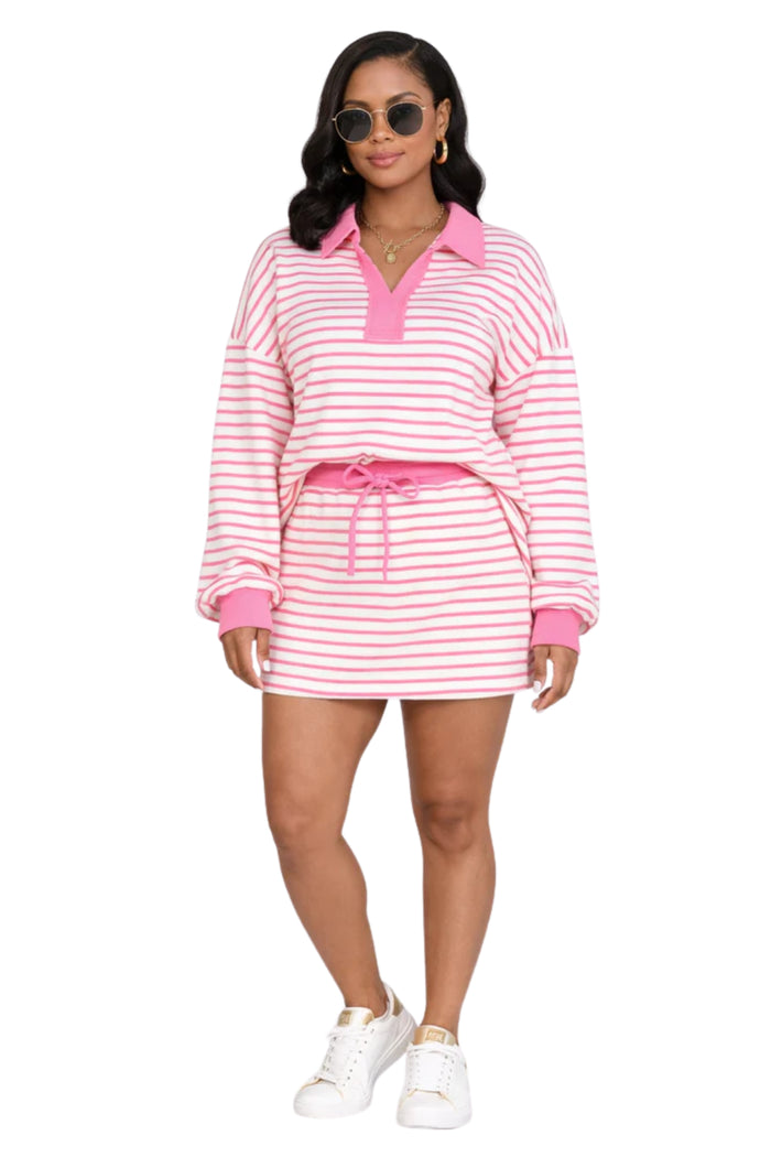 On The Go- Stripe Skort Set
