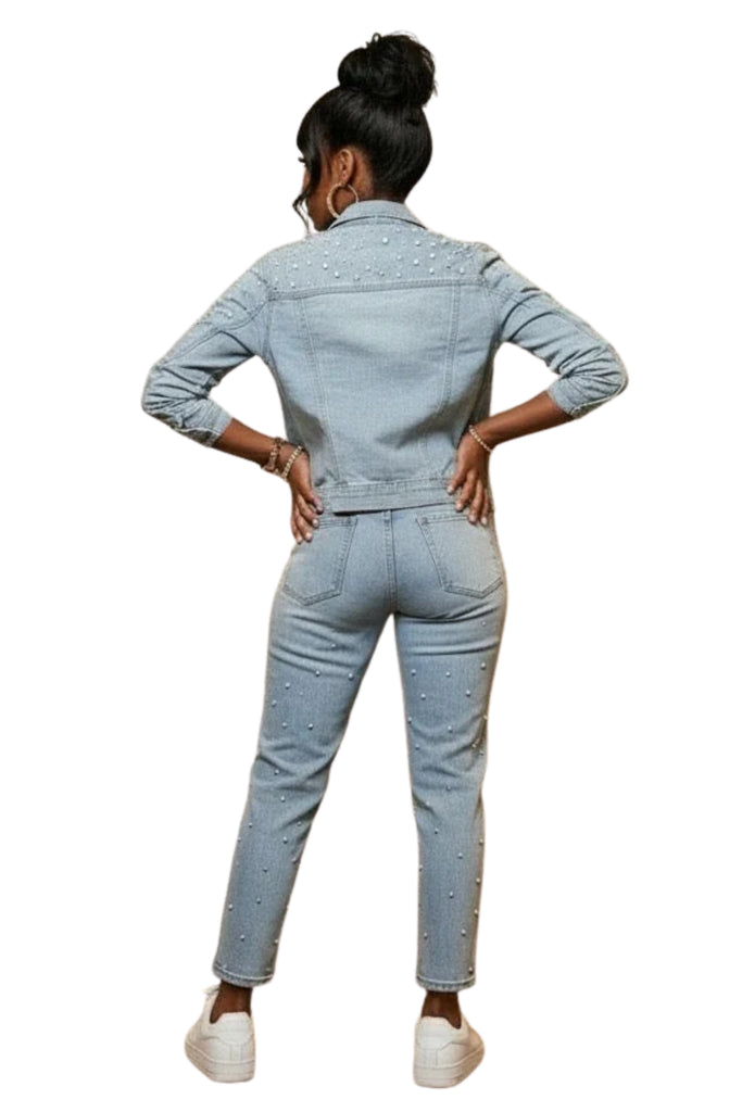 Pearl Me Please- Denim Jacket with Pearl Accents 1