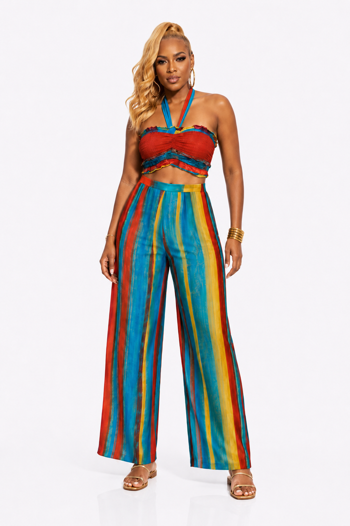 Santorini Sunset-Crop Pant Set