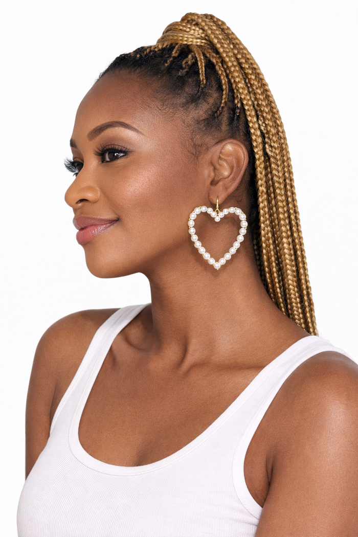 All Love- Heart Shaped Pearl Earrings