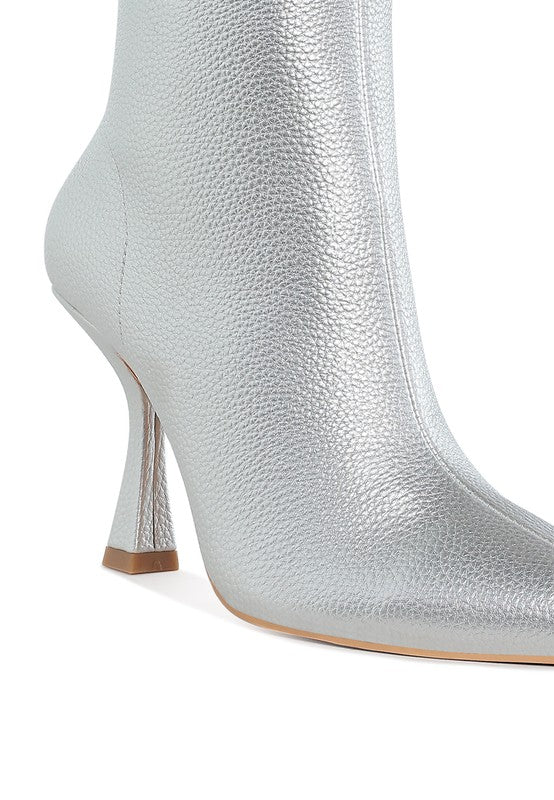 Tap In- Metallic Pointed Toe Ankle Bootie