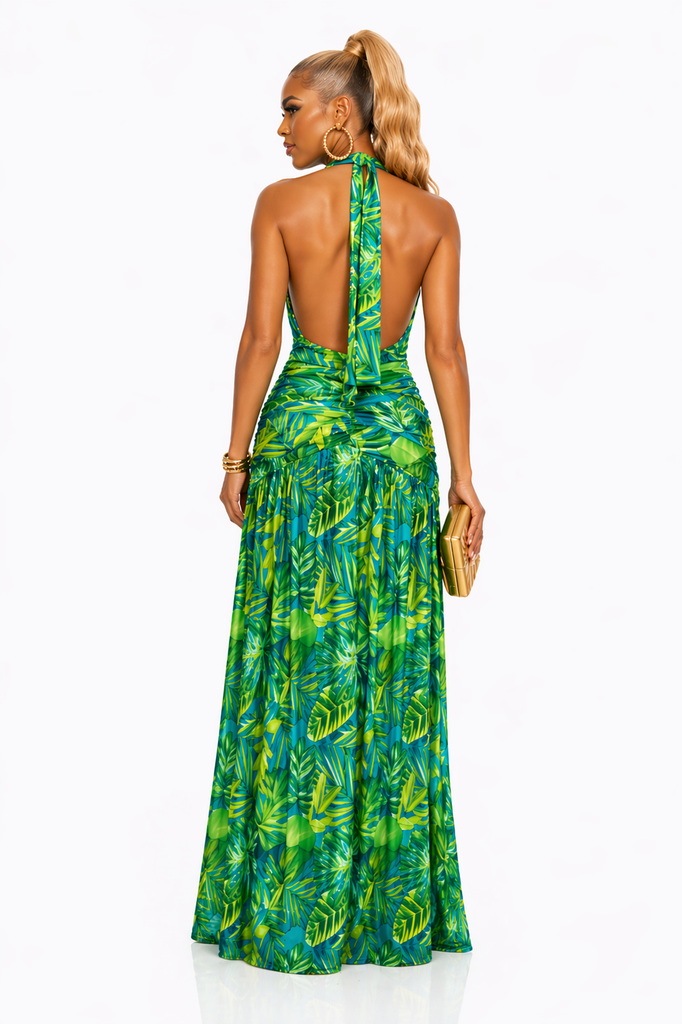 Into the Tropics- Halter Dress