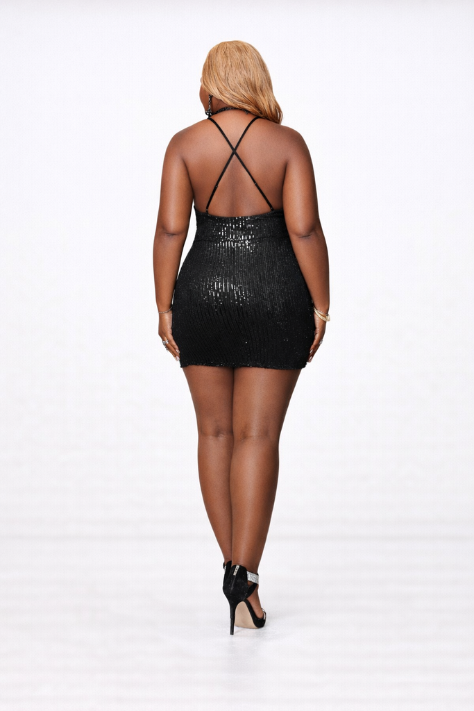 All Slay No Play- Black Sequin Mini Dress
