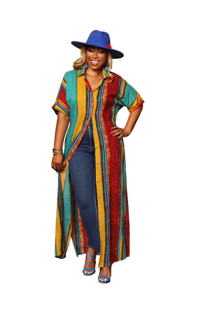 Into The Moment- Colored Shirt Dress