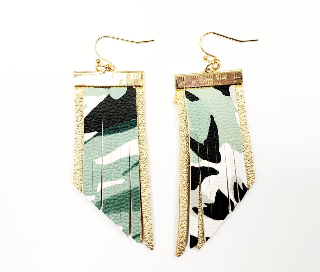 Camouflage fringe earrings - Luxe Shoe Boutique & Accessories