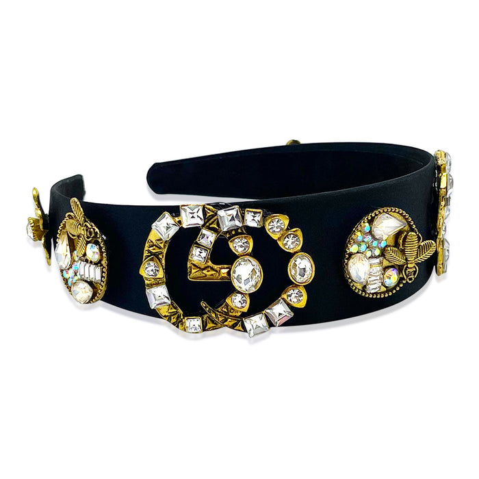 Shine bright- Black fashion headband with rhinestone charms - Luxe Clothing Boutique & Accessories