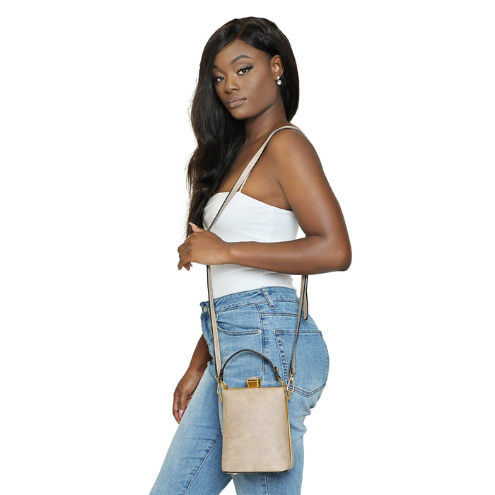 About the Business - Oval Shaped Handbag-Tan - Luxe Clothing Boutique & Accessories